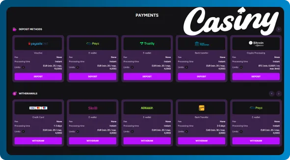 Payment methods in Caziny