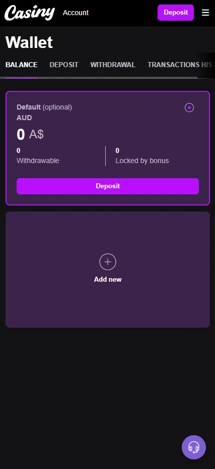Balance Account in Casiny